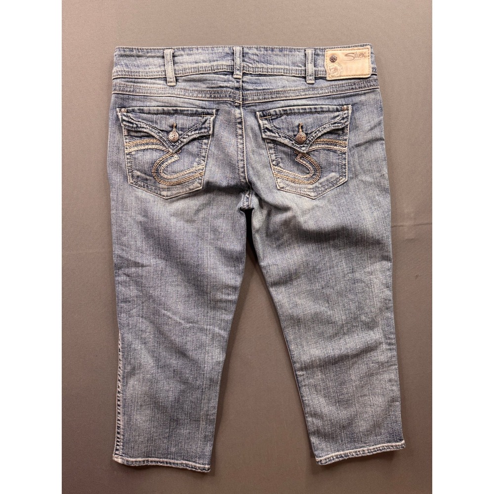 Silver Jeans Co McKenzie Capri Womens Light Wash Denim Mid Rise Jeans‎ W30 19in